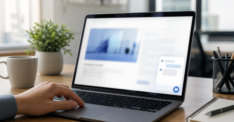 Webサイト上のAIチャットボットに気軽に質問するイメージ