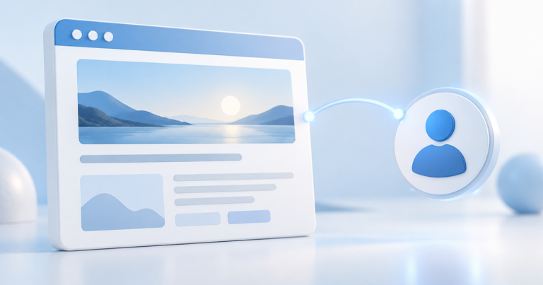 Webサイトとプロフィールをつなぐシンプルなイメージ